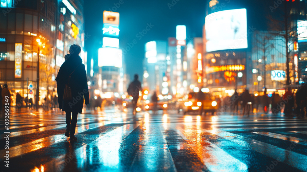 City nightlife sparkles with glowing lights and bustling streets in urban setting City nightlife sparkles with glowing lights and bustling streets in urban setting