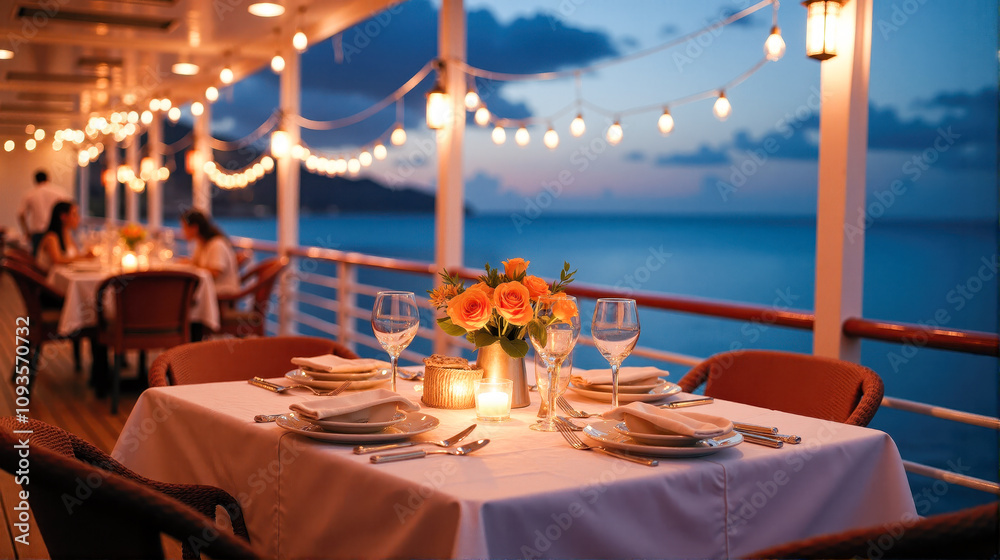 custom made wallpaper toronto digitalRomantic dining experience on a cruise ship at sunset with ocean views and elegant table settings