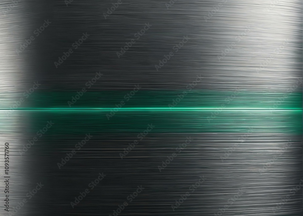 Naklejka premium Elegant Brushed Titanium Surface with Emerald Accents and Intricate Patterns