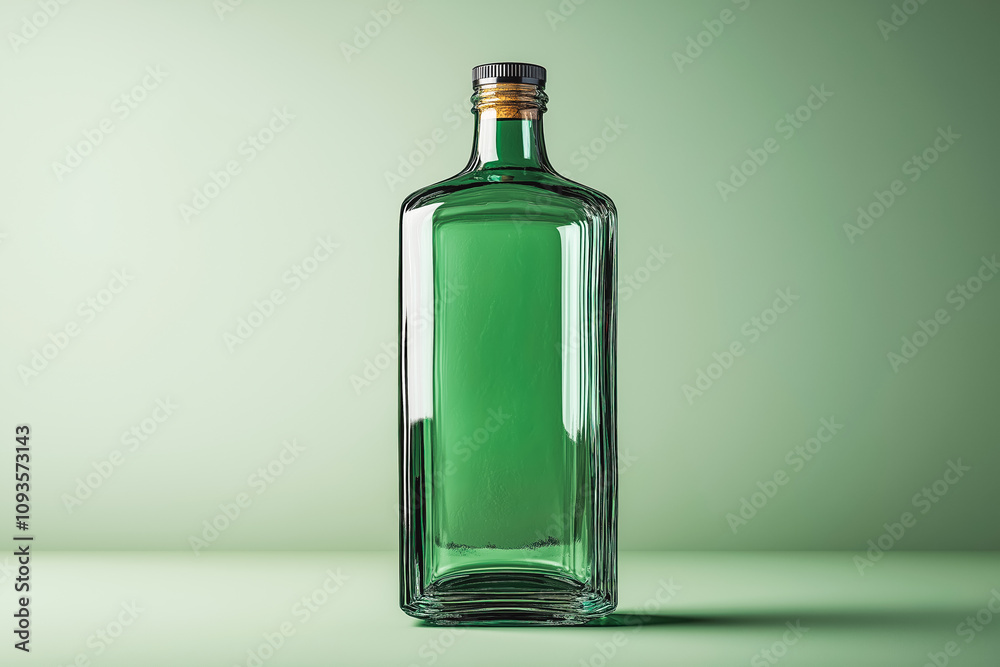 Empty glass bottle green isolated ontransparent background Empty glass bottle green isolated ontransparent background