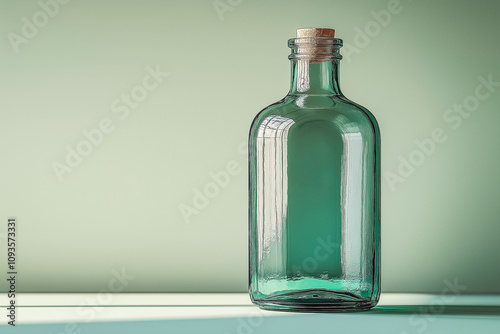 Empty glass bottle green isolated ontransparent background