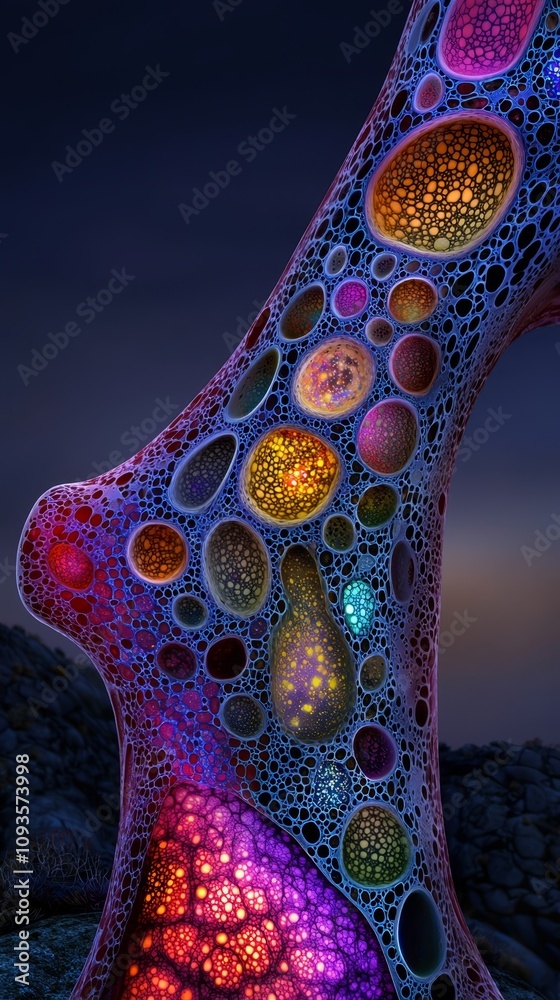 Naklejka premium A 3D illustration of a cell with many different colored cells