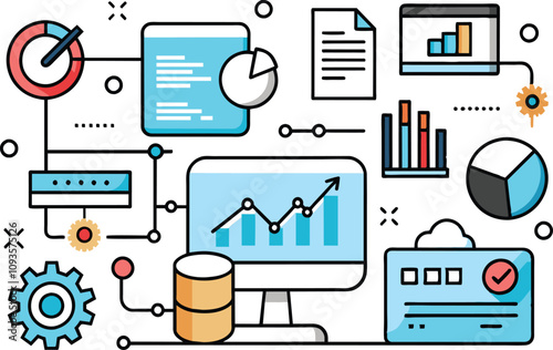Data analytics, flat illustration, vector illustration.