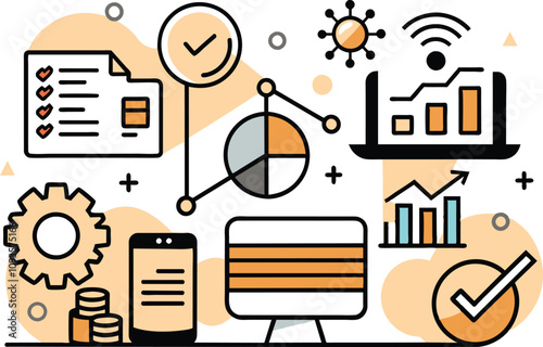 Technology, marketing strategy, flat illustration, vector illustration.