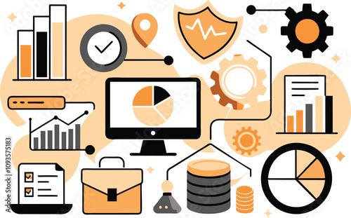 Technology, marketing strategy, flat illustration, vector illustration.