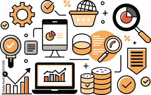 Technology, marketing strategy, flat illustration, vector illustration.