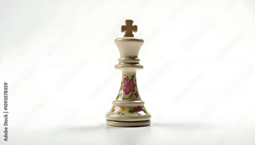 A ceramic chess pawn with a hand-painted design, isolated on a pristine white background, highlighting the craftsmanship create with ai A ceramic chess pawn with a hand-painted design, isolated on a pristine white background, highlighting the craftsmanship create with ai