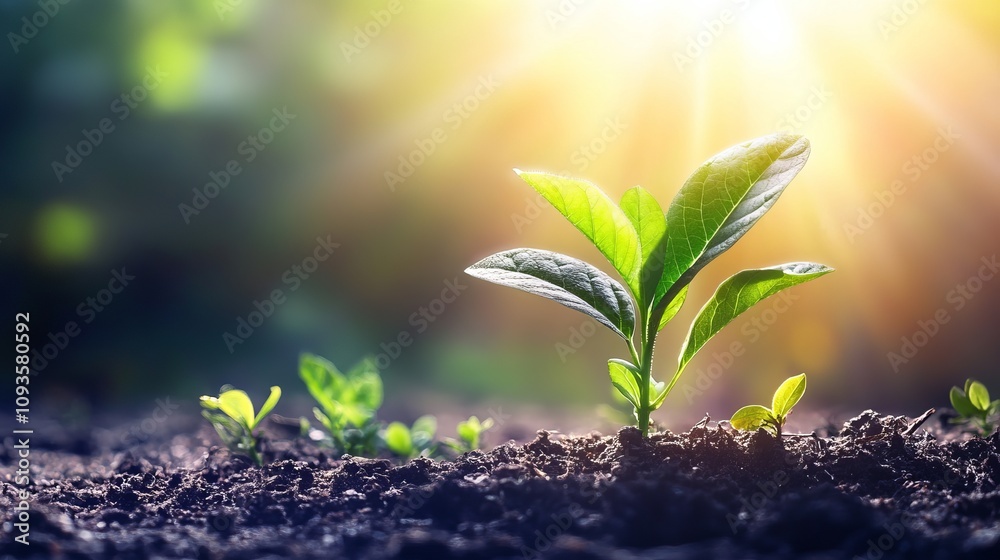 The image shows a young seedling emerging from the rich fertile soil under bright sunlight, symbolizing growth, renewal, and the potential for new beginnings. The image shows a young seedling emerging from the rich fertile soil under bright sunlight, symbolizing growth, renewal, and the potential for new beginnings.
