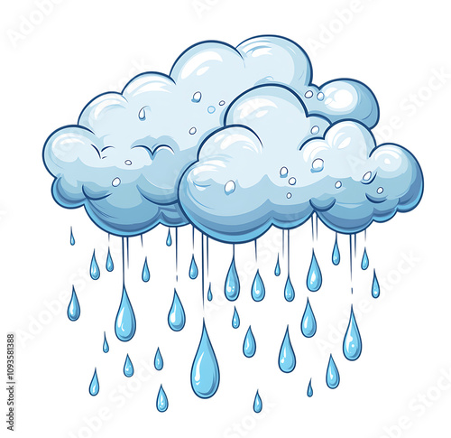 Cartoon rain cloud with raindrops