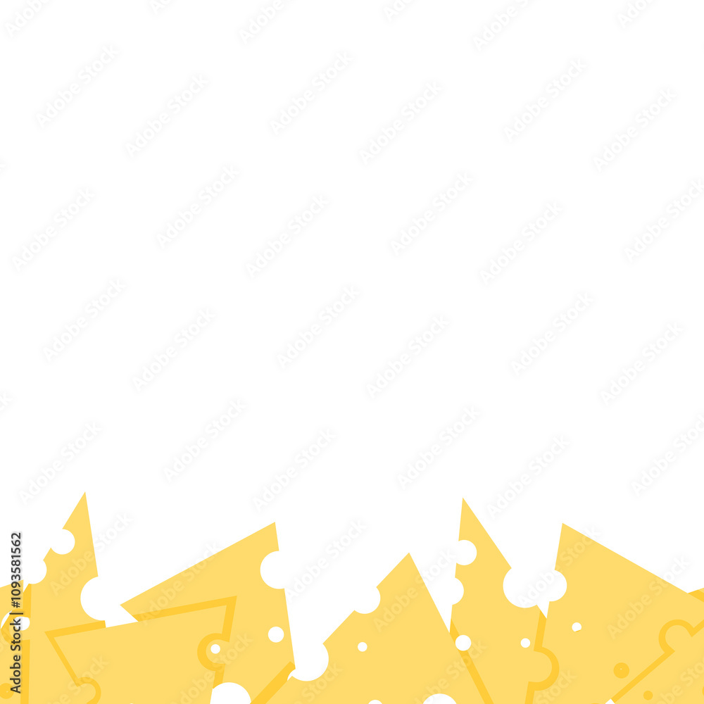 Obraz premium Seamless border of yellow cheese triangles with holes