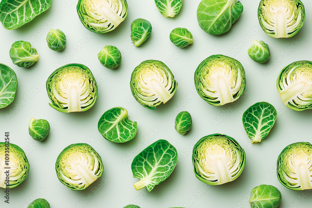 Fresh Brussels Sprouts on a White Background