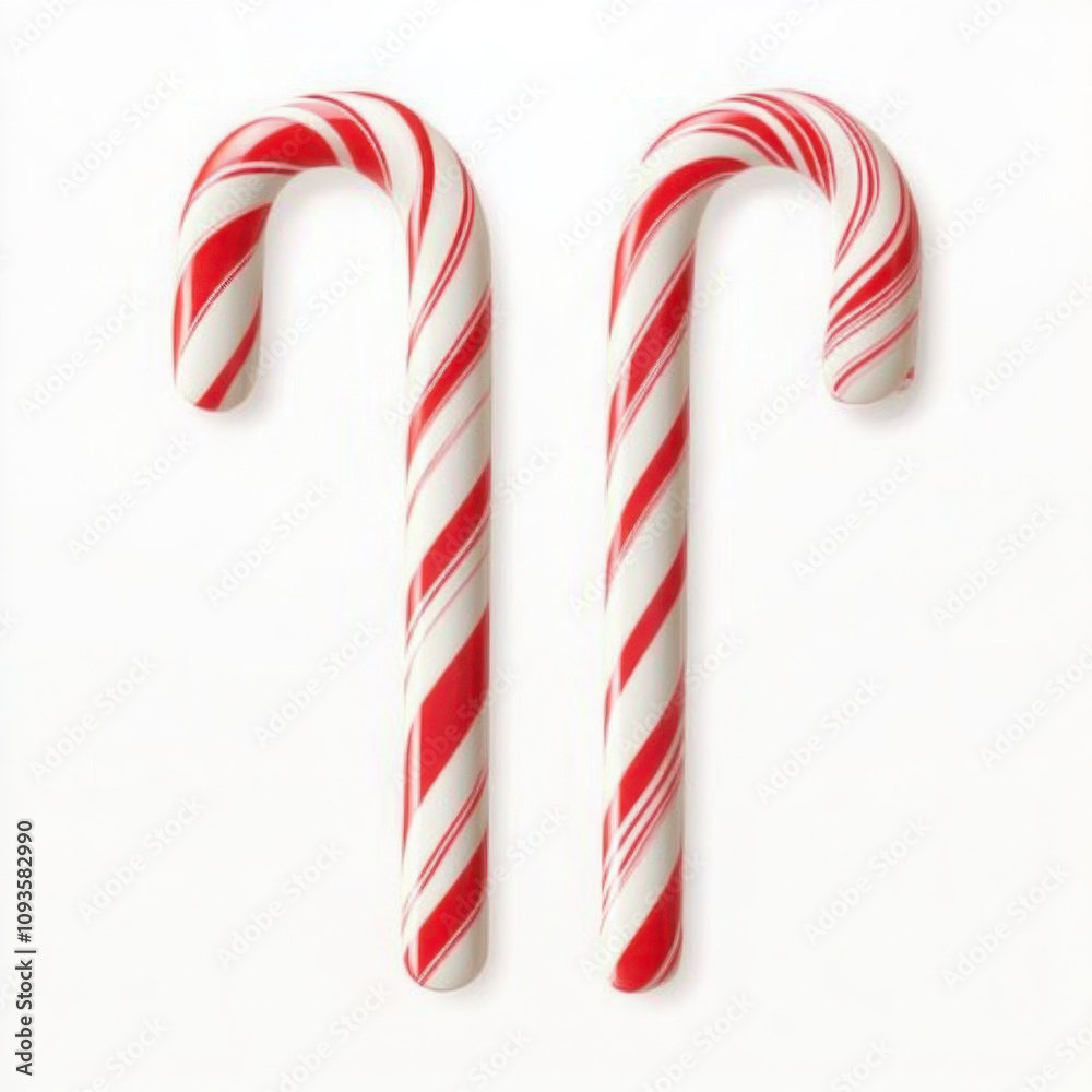 Fototapeta premium candy canes with red and white stripes isolated on transparent background Generative Ai. 