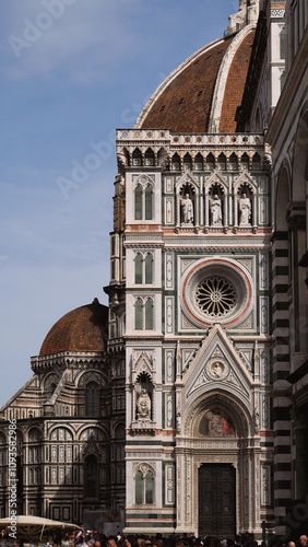 Florence Cathedral Santa Maria del Fiore Facade with Brunelleschi Dome, Tuscany Italy