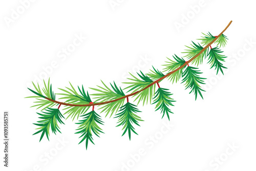 Christmas Tree Garland Vector - Festive Evergreen Decoration with Pine and Spruce Branches, Elegant Holiday Art