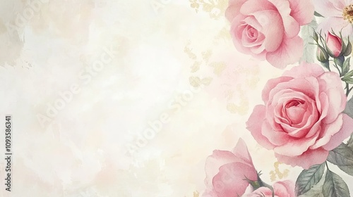 Delicate Pink Roses Watercolor Floral Design