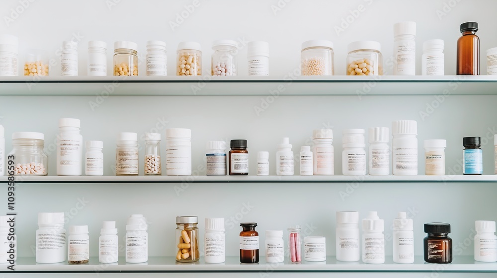 Empty medicine cabinet shelves reveal a life free from dependency, symbolizing health and self-reliance. Emptiness as a sign of wellness and proactive lifestyle choices.