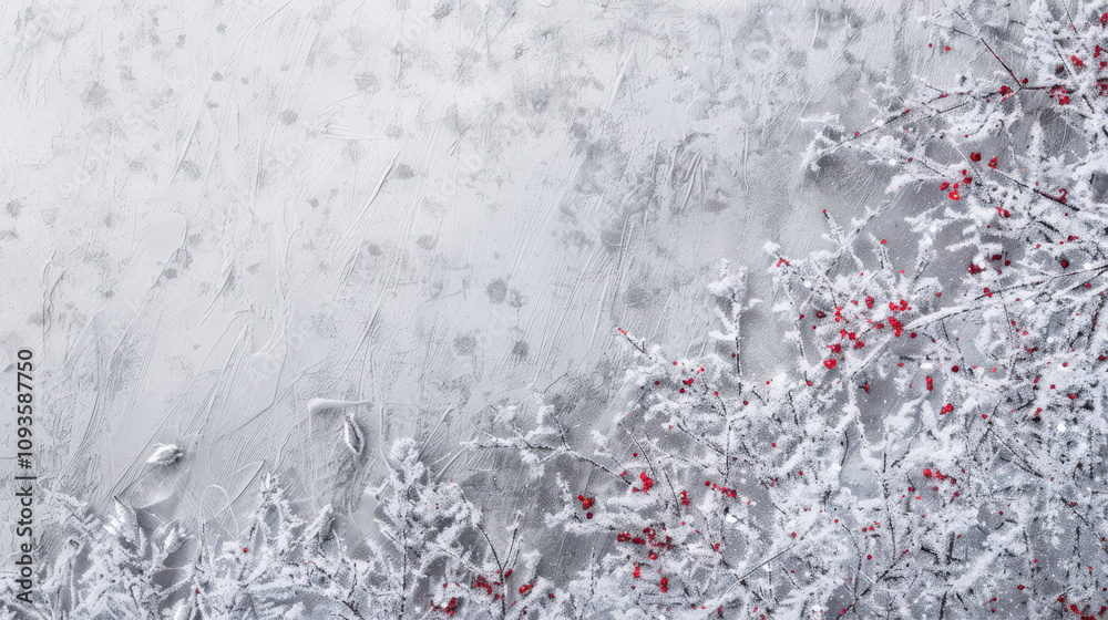 Fototapeta premium christmas snow background with red balls and tree