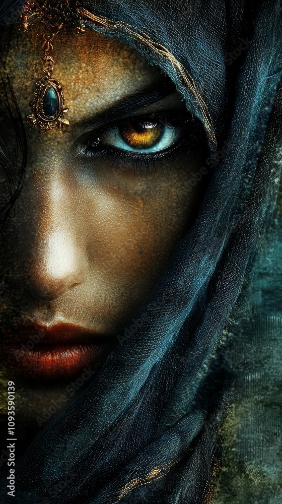A close up of a woman's face with blue eyes A close up of a woman's face with blue eyes