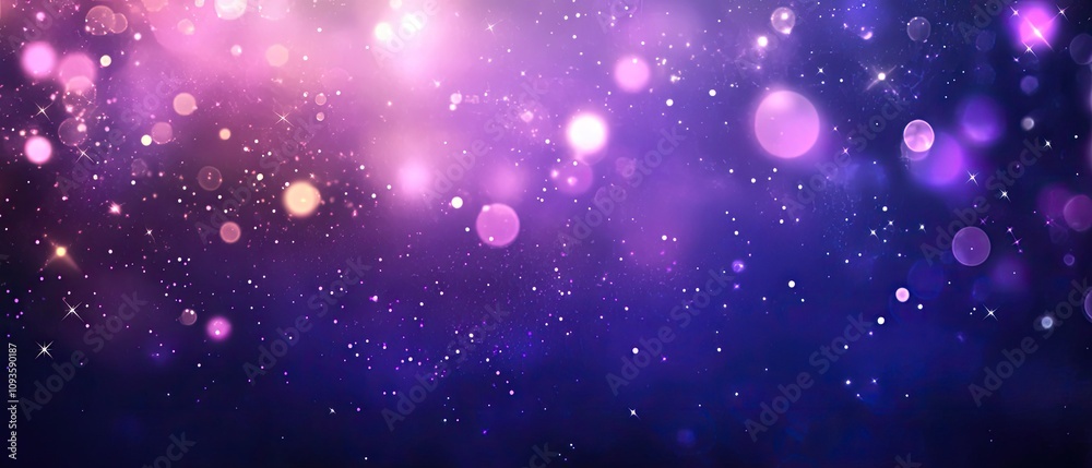 Abstract purple and pink bokeh background with glowing particles and sparkles. Abstract purple and pink bokeh background with glowing particles and sparkles.