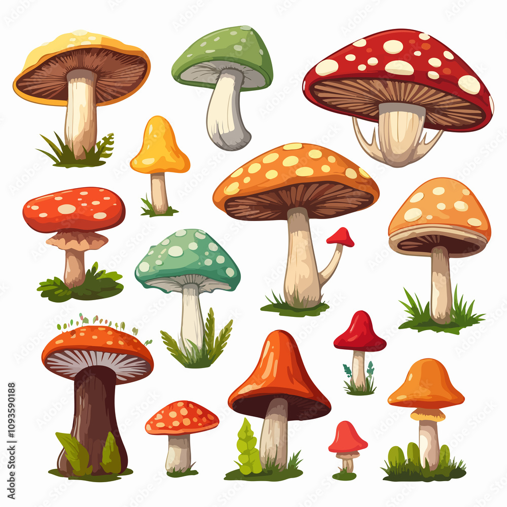 Varieties of Mushrooms Illustrated in Detail Varieties of Mushrooms Illustrated in Detail