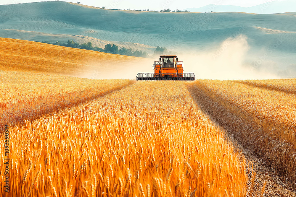 Obraz premium Golden Fields of Wheat During Harvest Season