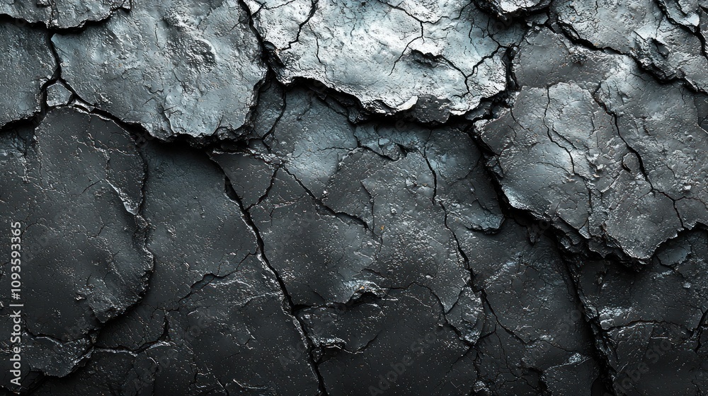 Close up of cracked, dark, textured soil. Close up of cracked, dark, textured soil.