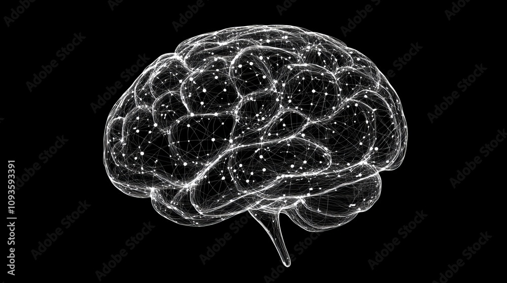 A digital depiction of a brain rendered as a network of interconnected nodes, symbolizing complex neural structures and technological advancement. A digital depiction of a brain rendered as a network of interconnected nodes, symbolizing complex neural structures and technological advancement.