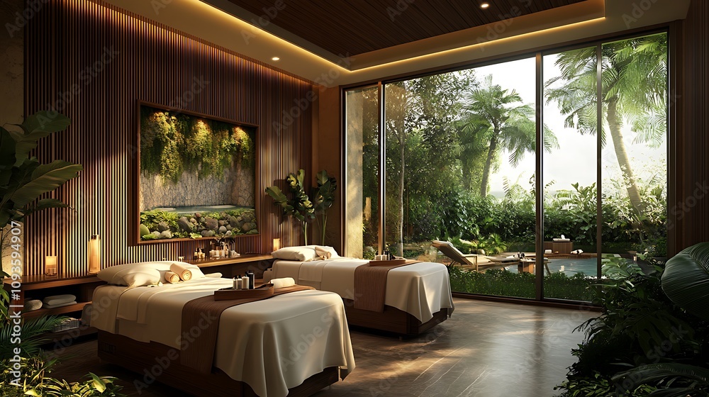 Fototapeta premium A massage center with a modern, luxurious design and high-end amenities