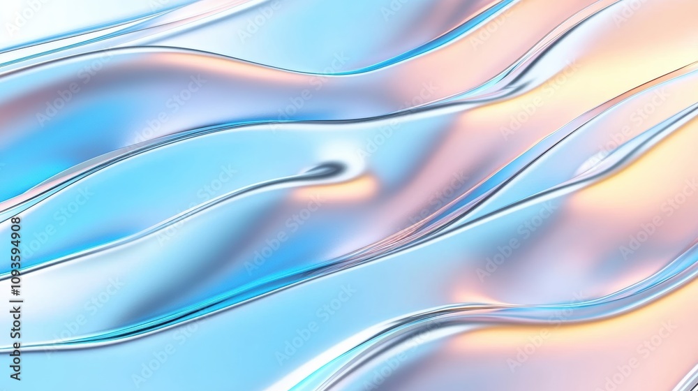 Naklejka premium Abstract Metallic Liquid Waves in 3D