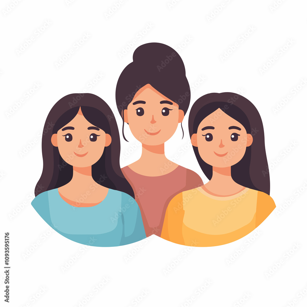 Modern Vector Illustration of Mother and Daughter, Family Bonding and Love, Feminine Icon Design Modern Vector Illustration of Mother and Daughter, Family Bonding and Love, Feminine Icon Design