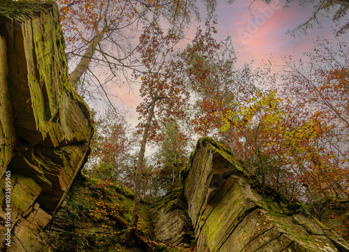 Imposanter alter Märchensee-Steinbruch bei Wendenheim im Schwäbischen Wald bei Welzheim in der Umgebung von Tübingen und Rottenburg. Baden-Württemberg photo