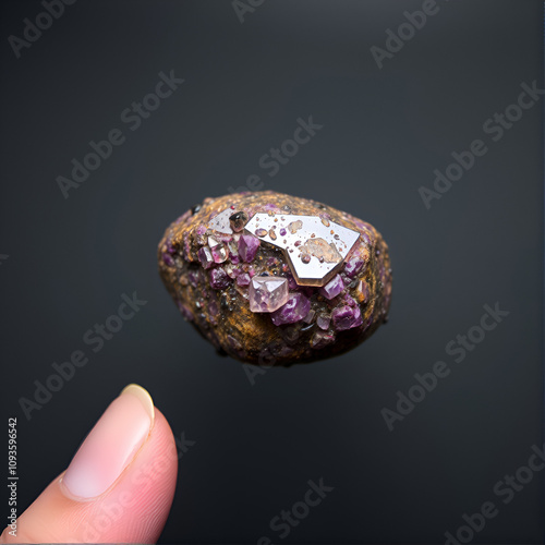 Vesuvianite Stone with Rich Purple and Brown Colors photo