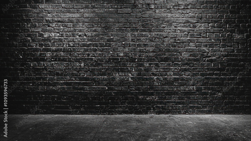 Dark brick wall background with spotlight. grunge background with a moody dark and edgy feel