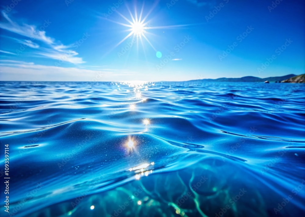 Obraz premium Stunning Blue Sea Surface with Gentle Waves Captured in High Depth of Field, Offering a Tranquil and Serene Coastal View for Nature Lovers and Travel Enthusiasts