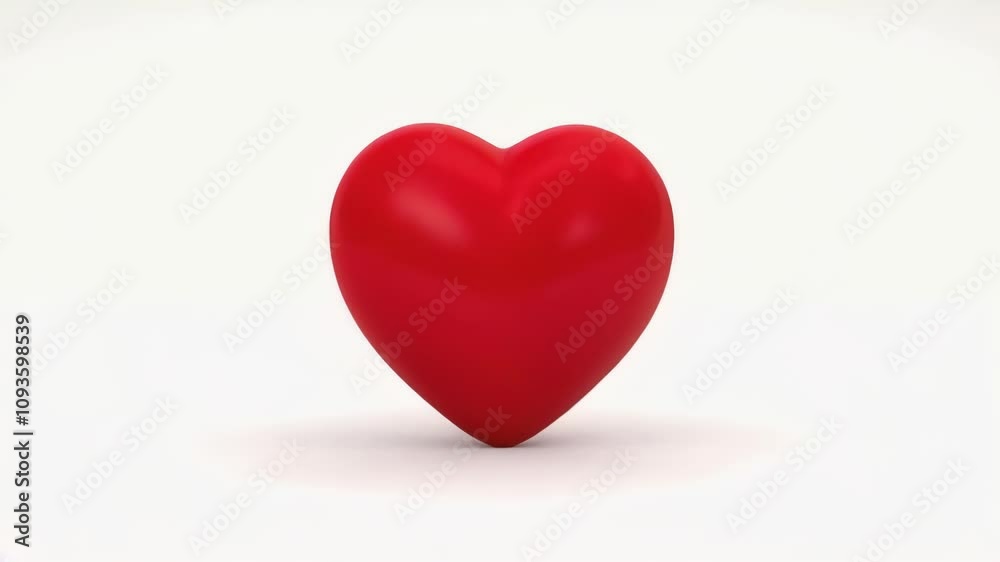 Simple red heart on a clean white background, concept of love and Valentine's Day simplicity