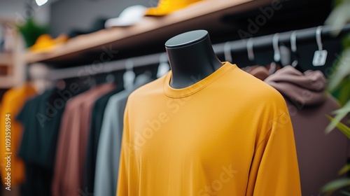 Fashionable Basics: A Bright Yellow T-Shirt on Display.