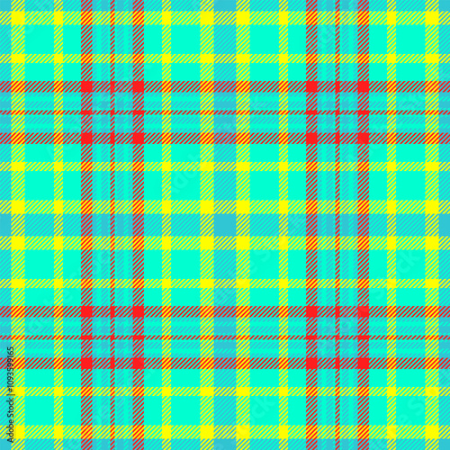 Collage textile pattern background, pretty texture fabric seamless. Premium plaid tartan check vector in bright and cyan colors.