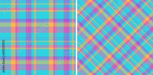 Textile tartan check of seamless plaid pattern with a fabric background texture vector. Set in summer colors. Picture frame ideas.