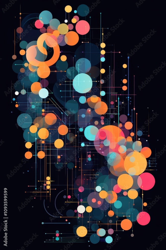 Obraz premium Abstract Digital Artwork with Vibrant Swirling Geometric Patterns