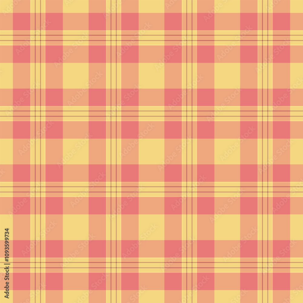 Paint seamless tartan textile, goose foot fabric pattern background. Amber plaid check vector texture in orange and amber colors.
