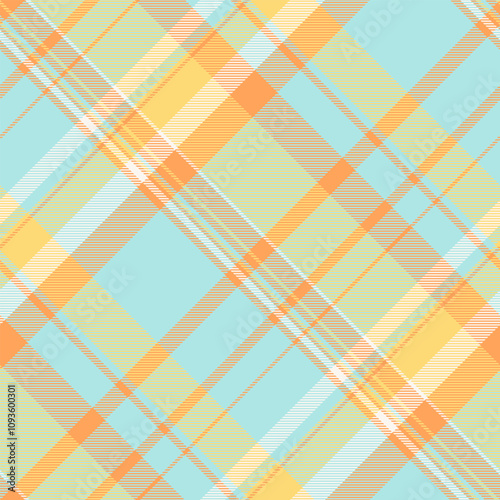 Bedroom vector texture plaid, ethnicity textile tartan background. Slim check seamless fabric pattern in light and amber colors.