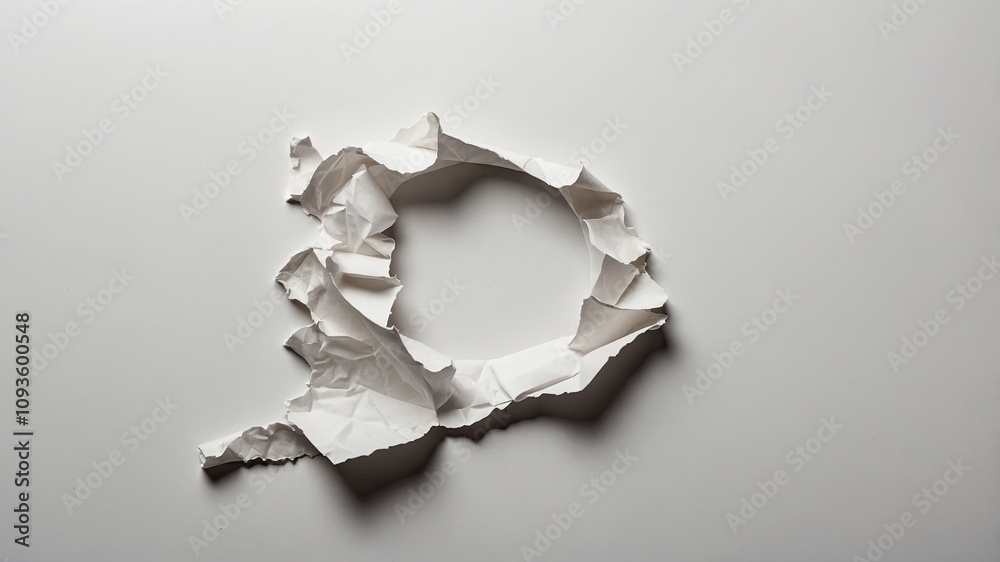 Torn White Paper Circle Frame
