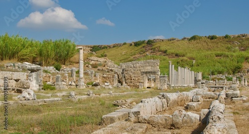 Obraz na płótnie The main street with fountain in the ancient city of Perge Ruins in Turkey w salonie