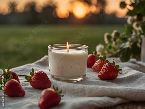 Sunset Candlelight  Strawberries   Relaxation