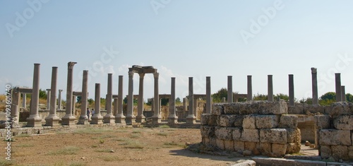 Obraz na płótnie The agora with columns in the ancient city of Perge Ruins in Turkey w salonie