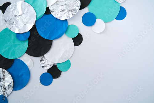 Blue, teal and silver paper dots	