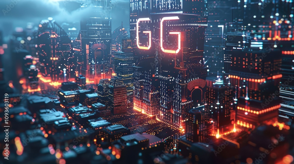 Fototapeta premium Futuristic 6G Technology and High-Speed Data Communication Concept