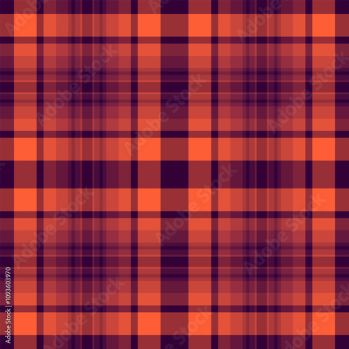 Simplicity pattern plaid textile, famous tartan check vector. 1940s fabric background texture seamless in red and dark colors.