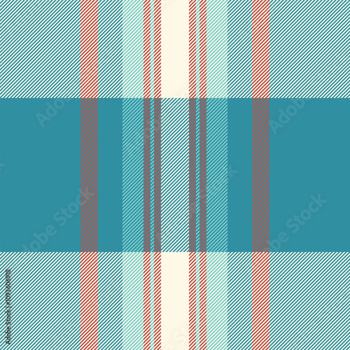 Gentle seamless textile vector, repetition plaid tartan pattern. Wool fabric texture check background in old lace and cyan colors.