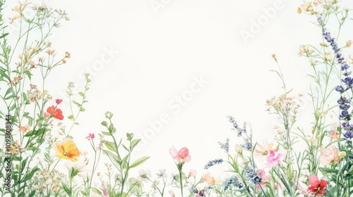 Pastel Meadow: A Watercolor Dream of Summer Blossoms